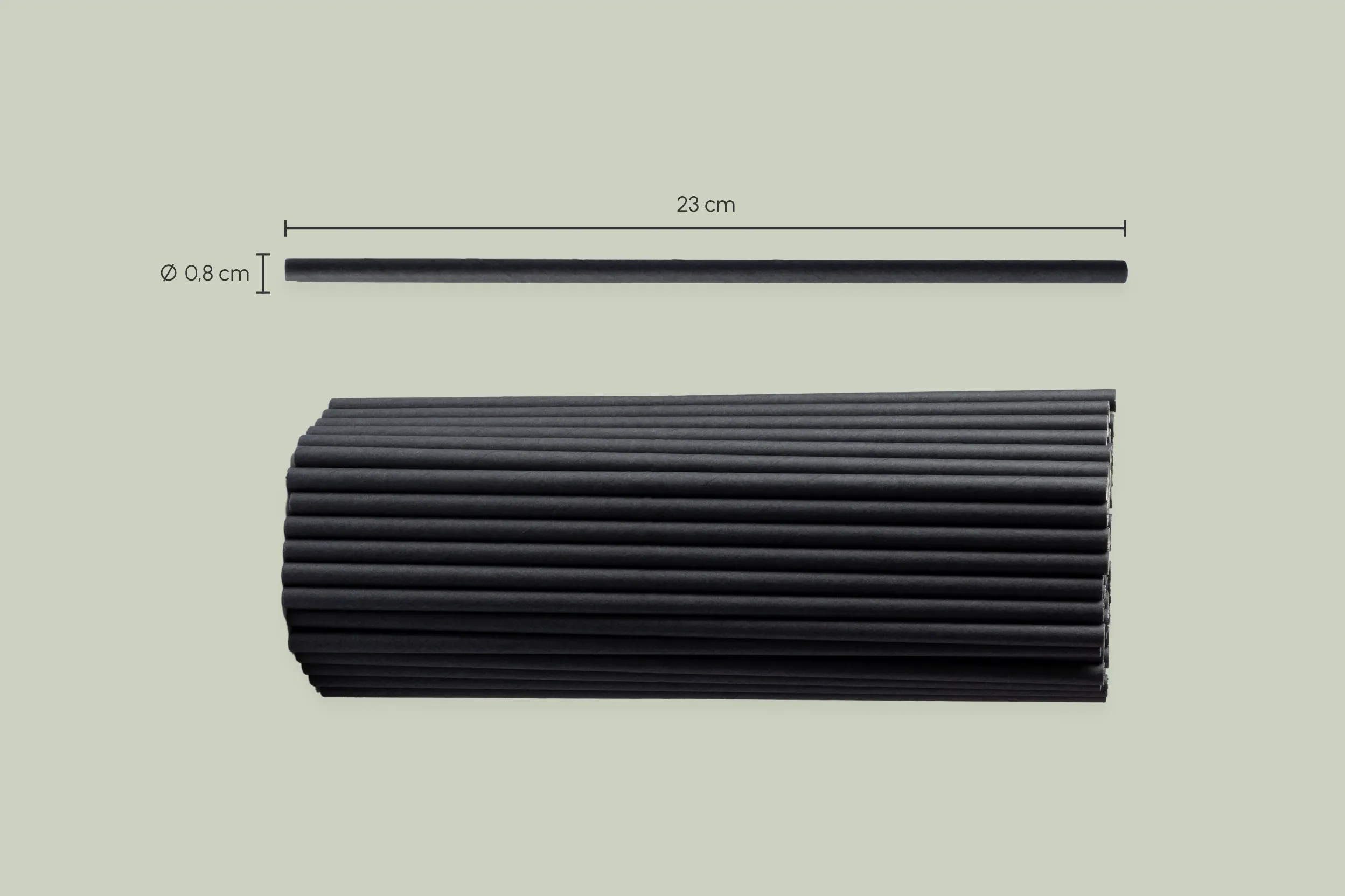 Papp-Trinkhalme, schwarz, Ø 0,8 x H 23 cm, 3-lagig (4.200er Karton)